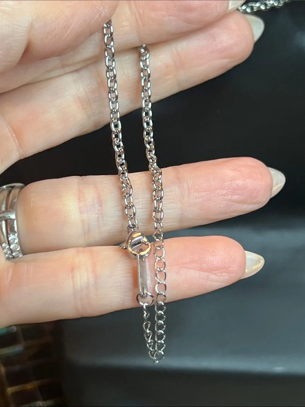 Stainless Steel Silver-Tone Filigree Round Pendant Necklace